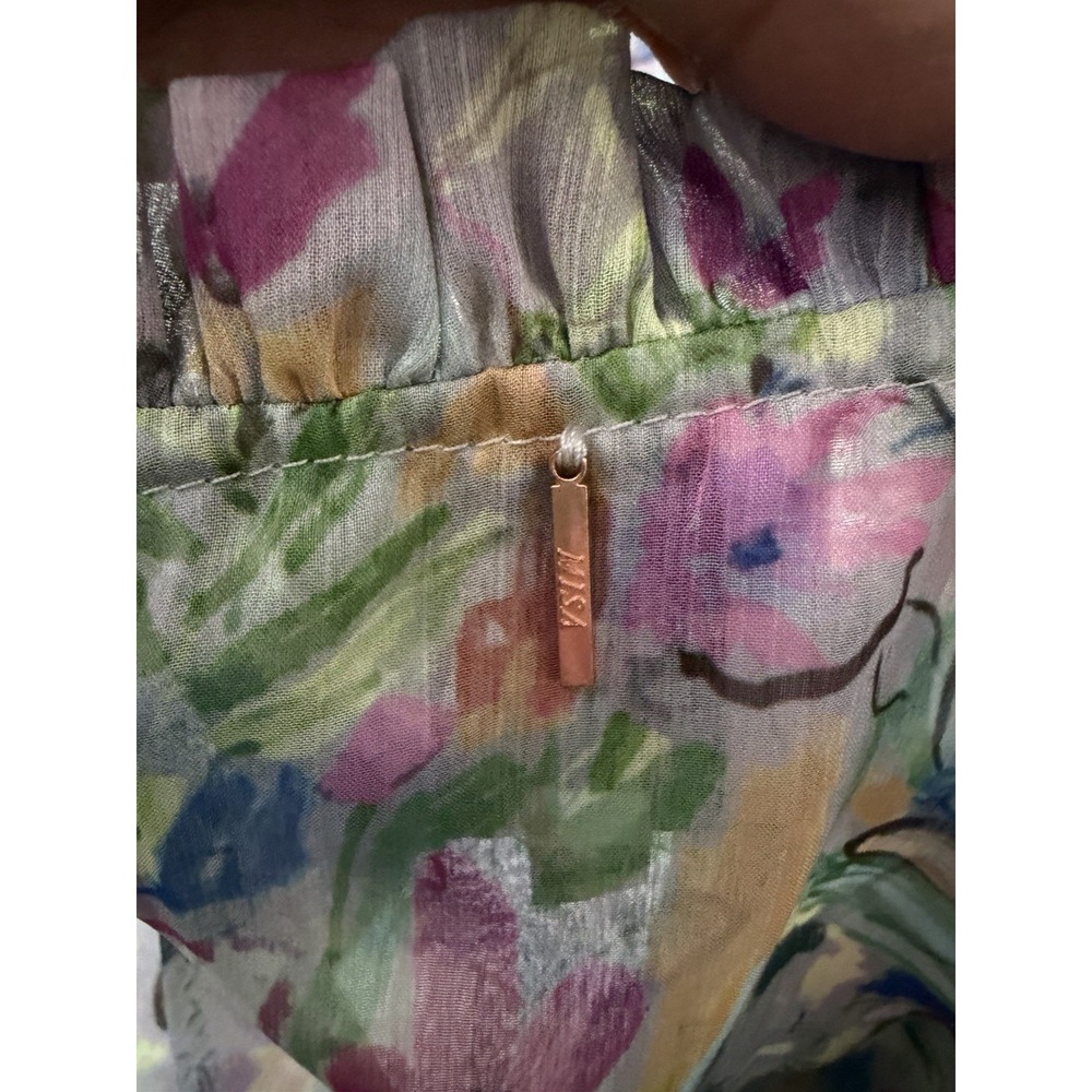MISA Los Angeles Dress Small Watercolor Floral Midi Smocked Rainbow Boho #BB13-1 - Picture 10 of 12